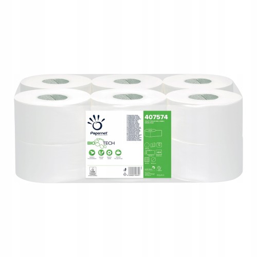 Papier toaletowy Biotech Papernet 407574  JUMBO BioTECH 2-warstwowy 140mb / 12 sztuk